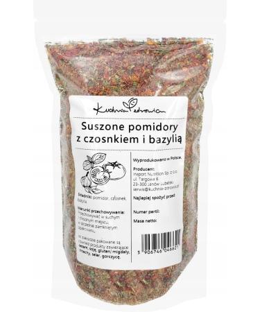 Kuchnia Zdrowia - Sun-dried Tomatoes with Garlic and Basil - Natural - Aromatic Spices - Leak-proof Packaging with Zipper - Doypack: (100 Grams) - Buy Online on GoSupps.com