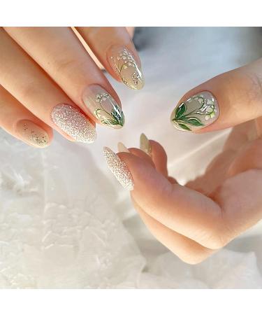 5D White Flower Nail Stickers - Summer Self Adhesive Leaf Decals for Nail Art | Green Leaves, Lily & Floral Accessories - Embossed Design for Blossom Decoration - Buy Online on GoSupps.com