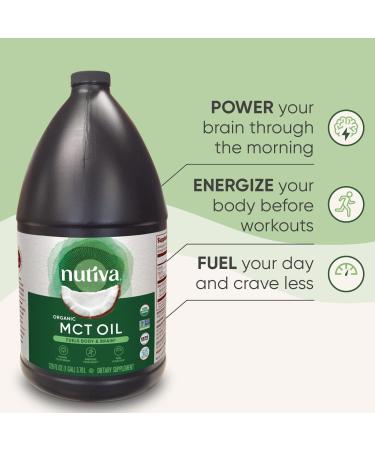 Nutiva Organic MCT Oil 128oz - Unflavored, USDA Organic, Non-GMO, Vegan, Keto-Friendly - Energy Boost for Coffee, Shakes, Salads - Buy Online on GoSupps.com