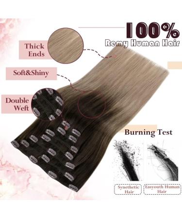 Easyouth Balayage Brown Clip in Hair Extensions - 18 Inch, 7Pcs, 120g - Ombre Brown to Blonde - Double Weft Human Hair Extensions - Clip #2/6/18 - Buy Online on GoSupps.com