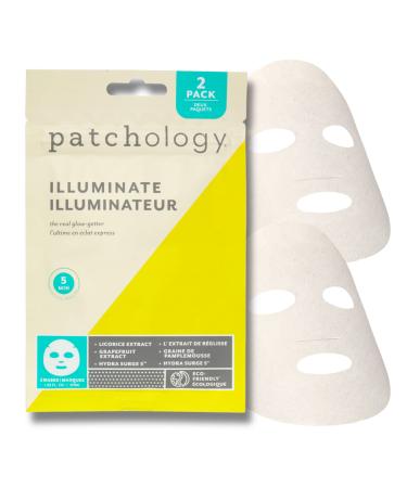 Patchology Brightening Face Masks with Vitamin C - Men & Women Face Masks Skin Care Sheet for Skin Brightening and More Even Skin Tone - Illuminate FlashMasque Face Sheets Moisturizer (2 Count) 2 Count (Pack of 1) 2.0