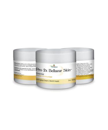 Pro 2x Bellueur Skin Cream - Essential Anti-Aging Facial Moisturizer with Vitamin E & C Ceramides & Collagen - 2 Month Supply for Wrinkles Dry Skin & Uneven Tone - Buy Online on GoSupps.com