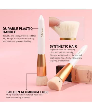DUcare Foundation Brush - Professional Flat Top Kabuki Makeup Brush for Liquid & Powder | Synthetic Blending & Buffing Brush in White/Gold - Buy Online on GoSupps.com
