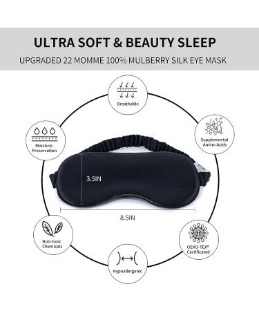 Nenolix 22mm 100% Pure Mulberry Silk Sleep Mask & Blindfold - Travel Eye Mask with 100% Silk Filling - Gift Box and Travel Bag Included (Black) - Buy Online on GoSupps.com