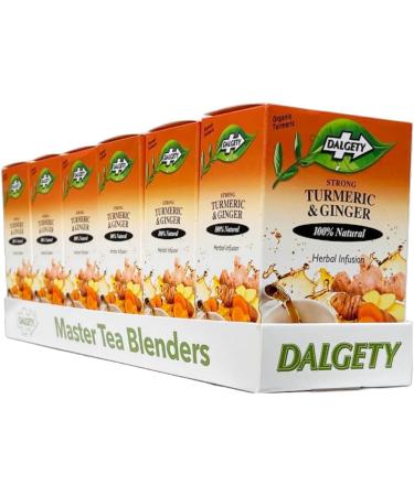 Dalgety Turmeric and Ginger Herbal Infusion 6x40g Cartons (6 Pack) 100% Natural Caffeine Free Tea (Total 108 Teabags) - Delicious and Packed with Unique Health Benefits - Buy Online on GoSupps.com