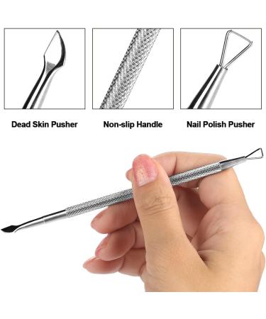 Cuticle Pusher Nail Cleaner Professional Stainless Steel Dual Sided Nail Cuticle Pusher Remover Manicure Pedicure Tool - Buy Online on GoSupps.com