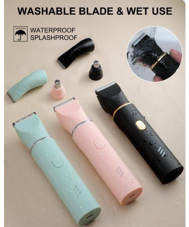 AREYZIN Waterproof Bikini Trimmer for Women - Electric Razor with Snap-in Ceramic Blades IPX7 Washable Wet & Dry Use - Green - Buy Online on GoSupps.com