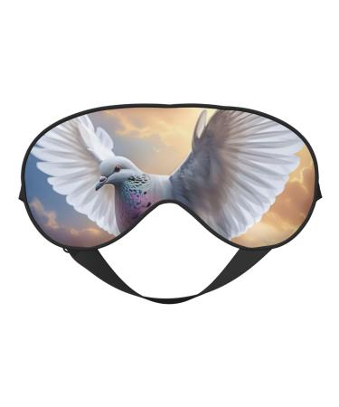 Soft Flying Dove Printed Eye Mask Adjustable Breathable Eye Masks for Sleep Light Blocking & Double-Sided Black