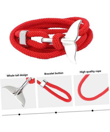 SOIMISS 2 pcs whale tail bracelet fashion jewelry couple jewelry couples bracelets Vintage Nautical Bracelets vintage jewelry Nautical Braided Bracelet Unfading Bracelet Creative Wristband 8x8cmx3pcs Silver Redx3pcs - Buy Online on GoSupps.com