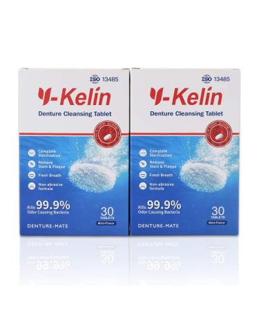 Y-Kelin 60 Tablets Denture Cleansing Tablets for Overnight Dental Prosthesis (60 tabs) 60 Count (Pack of 1)