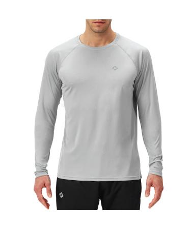 NAVISKIN Men's Quick Dry Lightweight UPF 50+ Long Sleeve Shirts Rash Guard Swim Shirts Hiking Shirts Grey Large