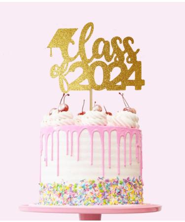 zxyxka Class of 2024 Cake Topper Congrats Grad 2024 Graduation Cake Decor High School/College Graduate Celebration Party Decoration Supplies(2 pcs Gold) - Buy Online on GoSupps.com