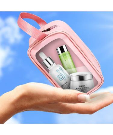 Waterproof Clear Makeup Bag with Zipper - Pink Travel Toiletry Case - Buy Online on GoSupps.com