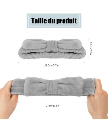 Heyu-Lotus Spa Bowknot Hair Bands | 4-Piece Coral Fleece Makeup Headbands for Face Wash Shower Yoga & Skin Care - Black White Gray Blue - Buy Online on GoSupps.com