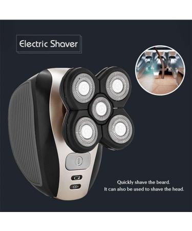 Men's 5-in-1 5D Electric Rotary Razor - Rechargeable Waterproof Five-Headed Beard & Hair Razor for Perfect Bald Look - Buy Online on GoSupps.com
