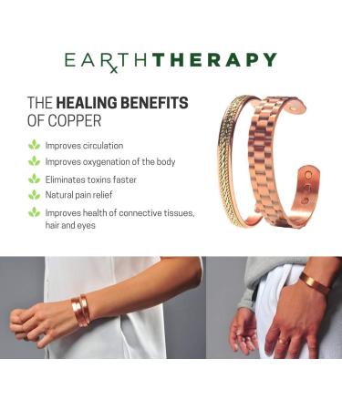 Women's Pure Copper Magnetic Healing Bracelet for Arthritis & Joint Pain Relief - Adjustable Rope Inlay Style | Earth Therapy Reddish Brown - Buy Online on GoSupps.com
