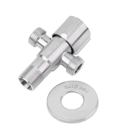 Bathroom Angle Valve G1/2 Inch Stainless Steel Bathroom Kitchen Faucet Angle Valve Water Shut-Off Valve 1 Inlet 2 Outlet