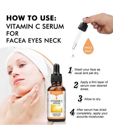 Vitamin C Serum for Face - Anti-Aging & Hydrating with Hyaluronic Acid | All Skin Types | 1 Fl Oz - Buy Online on GoSupps.com