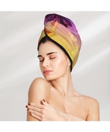 Palm Trees at Sunset Microfiber Hair Towel - Super Absorbent Coral Velvet Wrap for Women | Quick Drying for Long Curly & Thick Hair - Buy Online on GoSupps.com