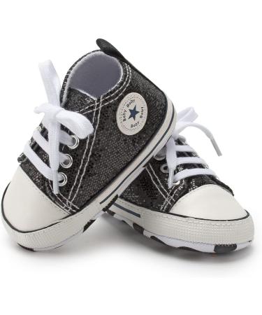 BAIELey High Top Sequin Baby Sneakers | Soft Sole Newborn First Walkers Shoe 0-6 Months - Buy Online on GoSupps.com