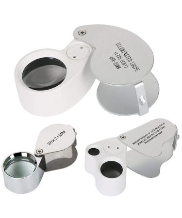 3-Piece Set of Magnifying Magnifying Glass 30 40 Double 30/60 Magnifying Glass with Led Light Made in China