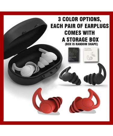 2 Pairs Earplugs For Sleep Noise Reduction - Reusable Comfortable Silicone Ear Plugs for Sleep Noise Canceling or Swimming airplane Travel with storage case (2 Pairs Black) - Buy Online on GoSupps.com