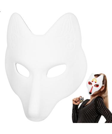 Alipis Fox Mask - White Blank Hand-Painted Japanese Style DIY Crafting Mask for Halloween Masquerade & Cosplay - Buy Online on GoSupps.com