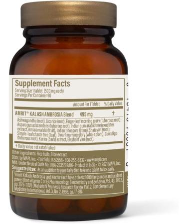 Maharishi Ayurveda Vegan Amrit Kalash Ambrosia - Natural Antioxidant Supplement for Brain Health Immunity & Vitality (60 Tablets) - Vegan & Full-Spectrum - Buy Online on GoSupps.com