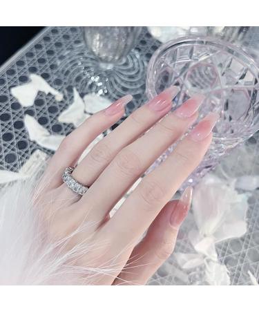24Pcs/Set Press On Nails Translucent French powder blusher high grade powder Length False Nails Acrylic Fake Nails Full Cover Nails Tips Artificial Finger Manicure Press on nails for Women and Girls - Buy Online on GoSupps.com