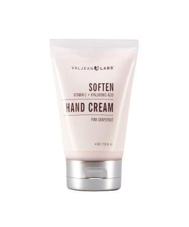 Valjean Labs Soften Hand Cream with Vitamin C and Hyaluronic Acid | Helps Restore Dry Hands and Rough Cuticles | Cruelty Free  Vegan  Made in USA (4 oz)