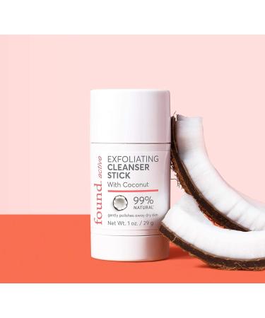 Found Active Exfoliating Cleansing Stick with Coconut - Purifies Pores & Scrubs Dullness - Convenient for Gym, Travel & Everyday Use - 1 Oz - Buy Online on GoSupps.com