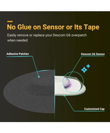 Amolyfe Waterproof Dexcom G6 Adhesive Patches 30 Pack - Long-Lasting Sensor Covers with Reusable Cap, Bump-Proof & Medical Grade Adhesive - BLK - Buy Online on GoSupps.com