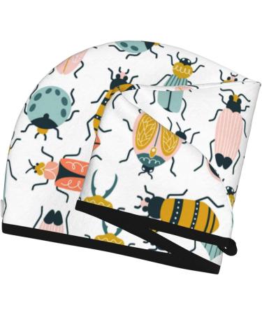 Colorful Insects Microfiber Hair Towel | Soft Super Absorbent Wrap for Women | Quick Dry Coral Velvet Cap for Long Curly Thick Hair - Buy Online on GoSupps.com
