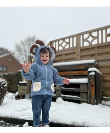 Volunboy Baby Boys Fleece Hooded Jacket - Sherpa Lined Toddler Full Zip Coat, Blue (2-3 Years) - Buy Online on GoSupps.com