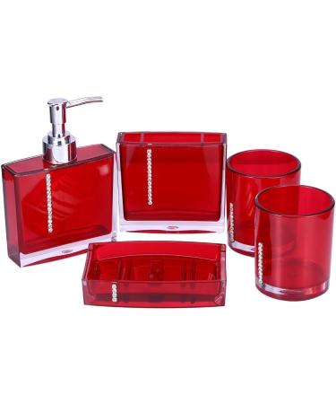 Syrisora 5pc Acrylic Bathroom Accessories Set | Bath Cup Toothbrush Holder Soap Dish - Stylish & Durable International Shipping - Buy Online on GoSupps.com