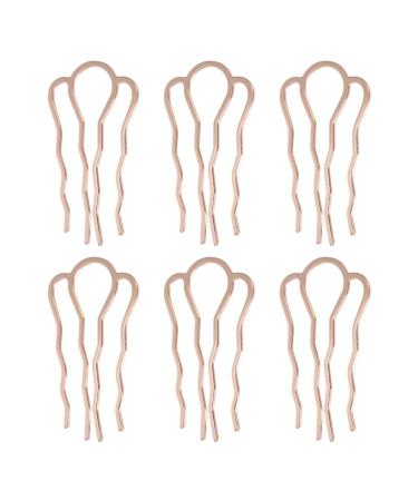 Lurrose 6pcs 4 Teeth Hair Combs Pins Metal Side Combs DIY Hairpins Updo Accessories for Girl Woman Long Hair (Golden)