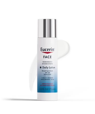 Eucerin Face Immersive Hydration Daily Face Lotion Broad Spectrum SPF 30 Sunscreen Daily Moisturizer with Hyaluronic Acid Smooths Fine Lines and Wrinkles 2.5 Fl Oz Bottle