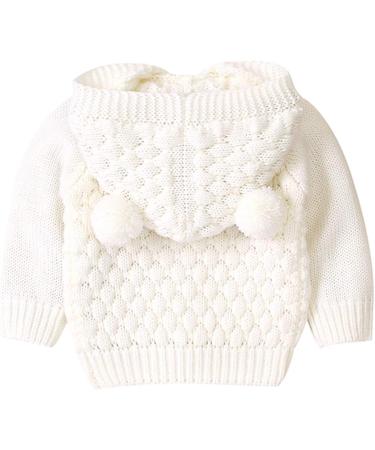 Puseky Baby Knit Hooded Sweater Coat for 0-6 Months - Beige - Buy Online on GoSupps.com
