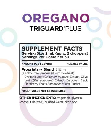 Oxygen Nutrition Triguard Oil of Oregano Drops Olive Leaf Extract Elderberry Extract Liquid Tincture Supplement 2 fl oz | Gut Health Immune Support & Energy | Alcohol-Free | Organically Grown - Buy Online on GoSupps.com