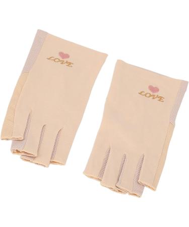 Manicure Gloves UV Protection Stretchy Breathable Fingerless Fiber Cotton Nail Lamp Gloves for Home Salon Grey (Light Yellow) - Buy Online on GoSupps.com