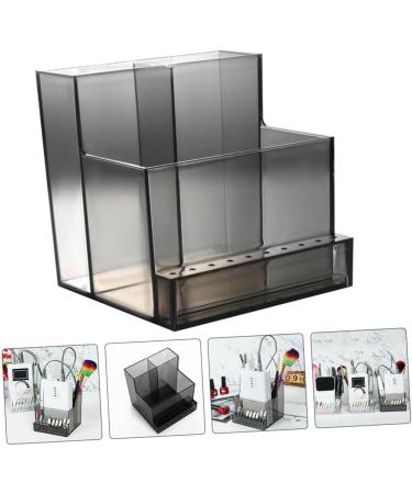 minkissy 1PC Nail Art Storage Box shelving brackets makeup brush holder makeup brush cup Nail Drill Bit Display Stand makeup brush stand Make Up Organizer desk stand perfume Acrylic 10.5x10.3cm Black - Buy Online on GoSupps.com