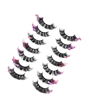 minkissy 7 Pairs false eyelashes false lash extensions colored eyelashes individual cosplay lashes colored lashes fake eyelashes lashes with color extend artificial fiber halloween