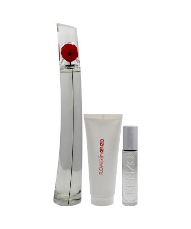 Kenzo Flower for Women - 3 Pc Gift Set 3.3oz EDP Spray (Refillable) 0.3oz EDP Spray (Refillable) 2.5oz Body Milk 6.1 Fl Oz (Pack of 1) - Buy Online on GoSupps.com