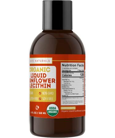 Kate Naturals Organic Sunflower Lecithin Liquid - 4oz | Vegan, Gluten-Free, for Baking, Cooking, and Lactation Support - Buy Online on GoSupps.com