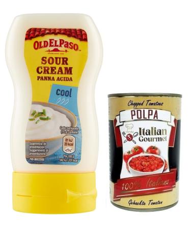 Italian Gourmet E.R. Old El Paso Panna Acida Sour Cream Sauce for Appetizers with Mexican Flavor 230g + Italian Gourmet Polpa di Pomodoro 400g