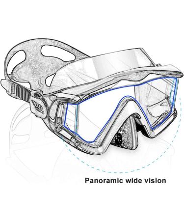 Pano 3 Panoramic Scuba Diving Mask | Premium Swim Goggles for Snorkeling and Freediving - B-Sapphire Blue - Buy Online on GoSupps.com