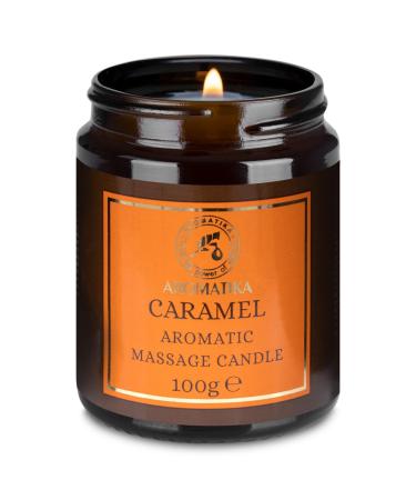 Scented Massage Candle Caramel - Soy Wax Candle 3.5Oz - Blend of Coconut and Almond Oils - Vanilla Oleoresin - Relaxing Massage Candle - Body Care - Calming - Beauty - Aromatherapy - Glass Candle Gift