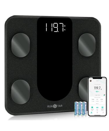 RunSTAR Smart Scale for Body Weight, Digital Bathroom Scale BMI Weighing Body Fat Scale, Body Composition Monitor Health Analyzer with Smartphone App, 400 lbs - Black