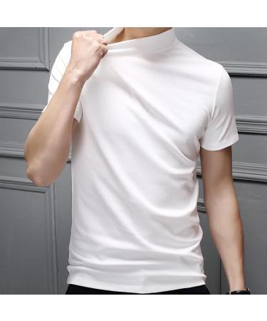 Men's Short Sleeve Mock Turtleneck Casual Pullover T-Shirt - 3XL White - Buy Online on GoSupps.com