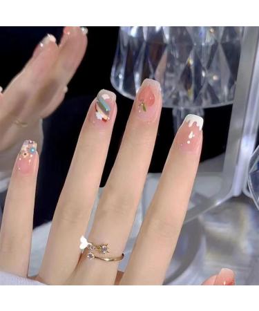 Nail Wearing False Nail Patch Rainbow Peach Detachable Short Style(XS) - Buy Online on GoSupps.com